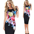Women Summer Floral Printed Flower Casual Tunic Bodycon Dress Office Dress
